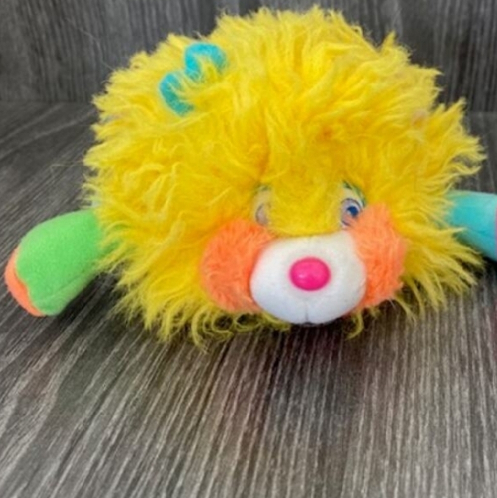 Yellow PUFFLING Popple Vintage 80's 1986 Pink Inside Popples